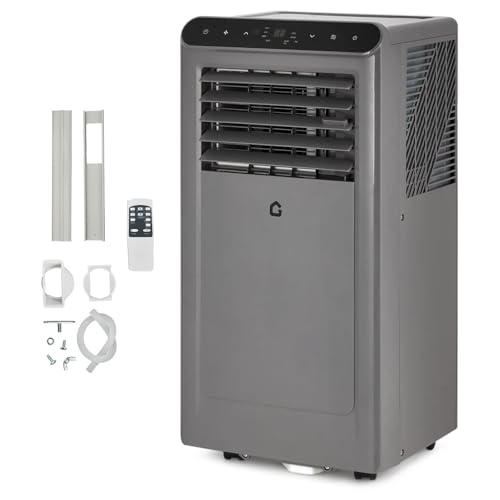 8000 BTU Portable Air Conditioners, 3-in-1 Portable AC Unit with Dehumidifier, Quiet Air Conditioner for Bedrooms and Offices up to 350 Sq.Ft, Remote Control & 24H Timer, Grey & Black