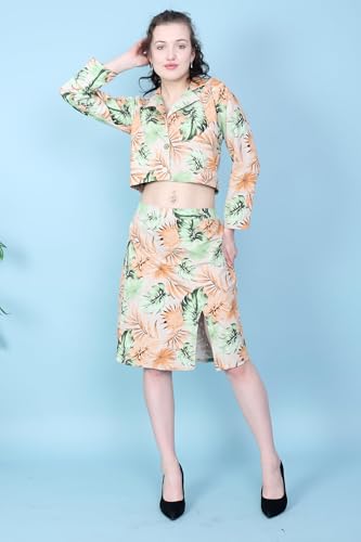 Image of AMOLDO Denim Printed Co-Ord Set For Women | 2 Piece Denim Co-Ord