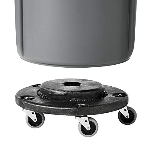 Image of Rubbermaid Commercial Products Brute Twist on /Off Round Dolly, Black, Use with BRUTE Trash Can, Pack of 2