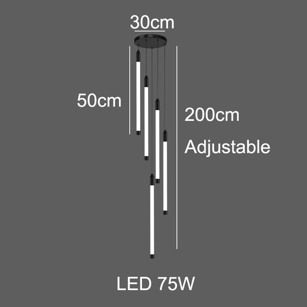 Grande lampadario d'ingresso Dorato per atrio, Scale, soffitti Alti, Lampada a Sospensione lineare a Tubo Lungo, Stile Rustico Nero, Moderno, LED, Soggiorno, Tavolo da Pranzo, corridoio