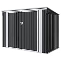 Greesum 5.8x3.3 FT Outdoor Storage Shed Metal Garbage Shed with Lid Chain Hydraulic Gas Rod for Lawn Tools, Bikes, Toys,Garbage Bin,Black