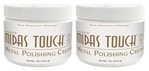 Rolite Midas Touch Metal Polishing Cream, 1 lb, 2 Pack, Cleaner and Polishing Rouge for Silver, Gold, Brass, Copper, Chrome, Restores Luster to Metal Surfaces, Polishing