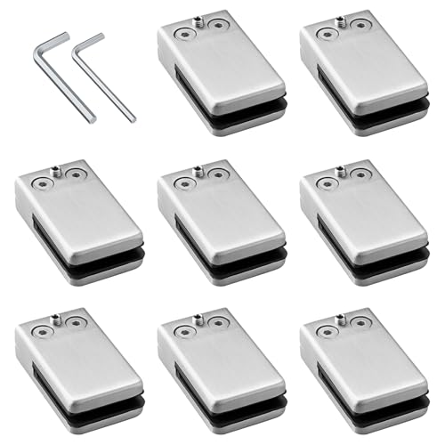 Kamtop 8 Pcs 6mm-8mm Glass Clamps, 304 Stainless Steel Squar