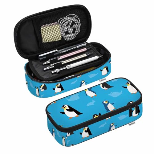 Image of Yekiua Penguin Pencil Holder Antarctic Cute Cartoon Animal Big Capacity Pencil Case Multi-Purpose Makeup Pouch For Office College Adult