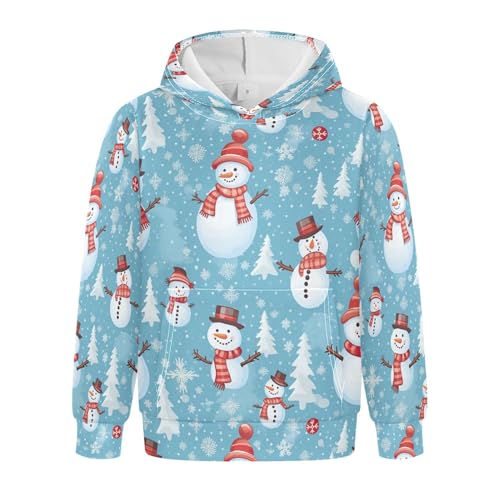 Kids Hoodies Sweaters Christmas Xmas Snowman Hooded Sweatshirts with Big Pockets for Boys Girls B0400073