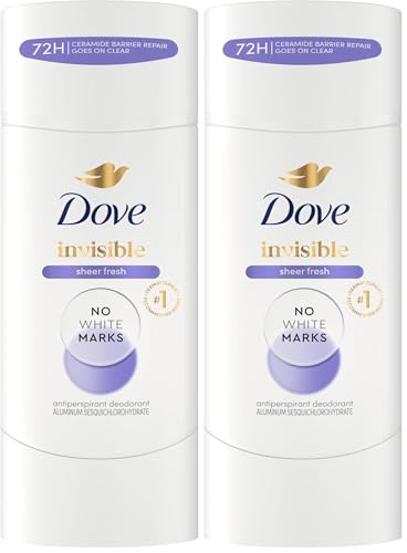 Image of Dove Advanced Care Antiperspirant Deodorant Stick Sheer Fresh for Soft, Resilient Skin, with No White Marks & 72-Hour Sweat & Odor Protection, 2.6 oz (Pack of 2)