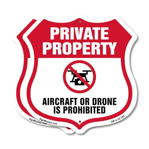 No Drone Shield Sign Aircraft Or Drone Is Prohibited (2