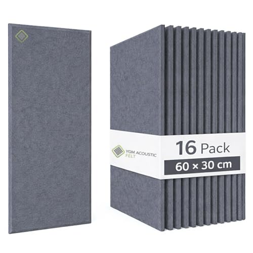 Image of YGM Acoustic Foams Luxury PET Felt Acoustic Self Adhesive Panels, 10 MM Thick, Sound Absorbing Panels for Wall | Room Noise Reducer & Sound Dampening (Midnight Grey, 1x2 Foot - 16 Panels)