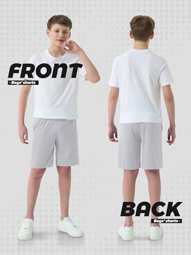 qwe 5-pack boys athletic shorts with pockets dry-fit basketball soccer boys shorts for youth amp kids outdoor