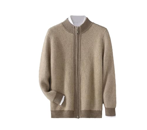 Men's Thick Cardigan Sweater Half High Collar Color Zipper Sweater Knitted Casual Soft Warm Sweater