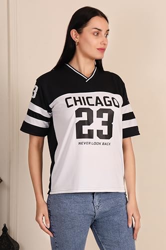 Image of BLACKSTEP Women Oversized Cotton Jersey Tshirt | Loose Fit Streetwear Casual Top | Drop Shoulder Longline T Shirt for Girls College Wear Travel Gym Daily Outfit