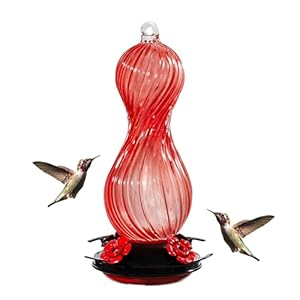 Hummingbird Feeder for Outdoors Hanging, Hand Blown Glass 24 OZ Capacity Hummingbird Bird Nectar Feeders with 4 Feeding Ports, Gifts for Women Mom Outside Garden Backyard Decor Hummingbird Feeder for Outdoors Hanging Hand Blown Glass 24 OZ Capacity Hummingbird Bird Nectar Feeders with 4 Feeding Ports Gifts for Women Mom Outside Garden Backyard Decor