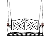 Heavy Duty Logan Metal Porch Swing with Cup Holders