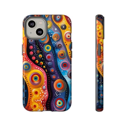 Coque rigide iPhone 14 antichoc brillante à motif abstrait coloré