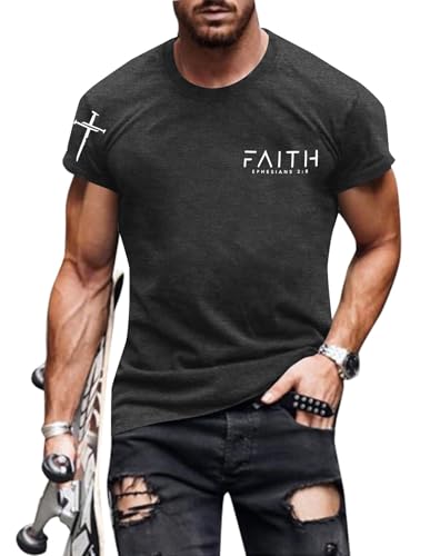 Christian Shirts for Men:Faith Cross Printed T-Shirts Christian Gifts for Men Jesus Shirts Holy Bible Tees