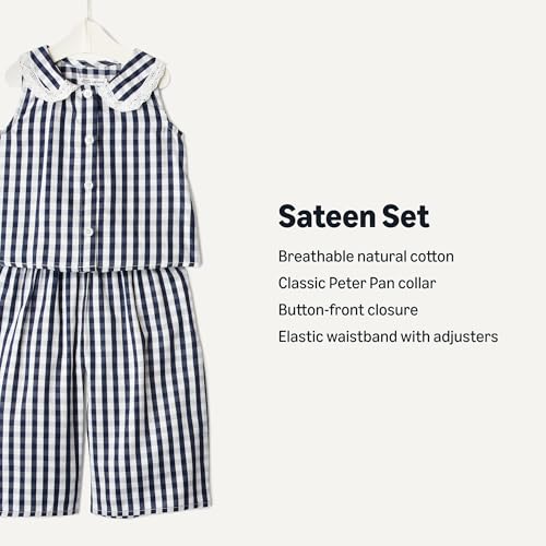 Image of Amazon Essentials x Sofia Grainge Toddlers and Baby Girls' Cotton Sateen Sleeveless Top and Pants Play Set