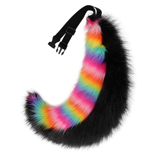 COSYEARS Faux Fur Animal Fox Wolf Tail Fursuit Furry Handmade Fluffy Plush Costume Accessories Halloween Party
