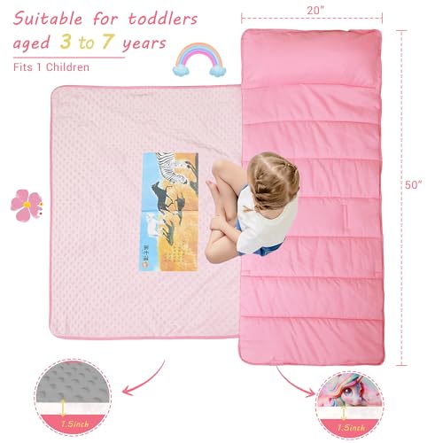 Image of Lasoftan Toddler Nap Mat with Pillow and Blanket, Extra Large Rolled Napping Mats,Slumber Bags for Boys Girls,Kids Sleeping Bag for Daycare, Preschool Travel Camping
