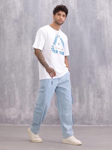 Image of WROGN Men's Cotton T-Shirt | Retro Typography Print | Oversized Fit