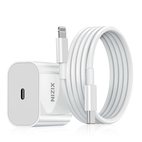 Image of NIZIX 20W PD Charger Adapter & Original Cable Compatible with iPhone 14 /14Plus /14Pro /14Promax 13 /13Pro /13Promax 12 /12Pro /12 /11 /X /Xr Series (White)