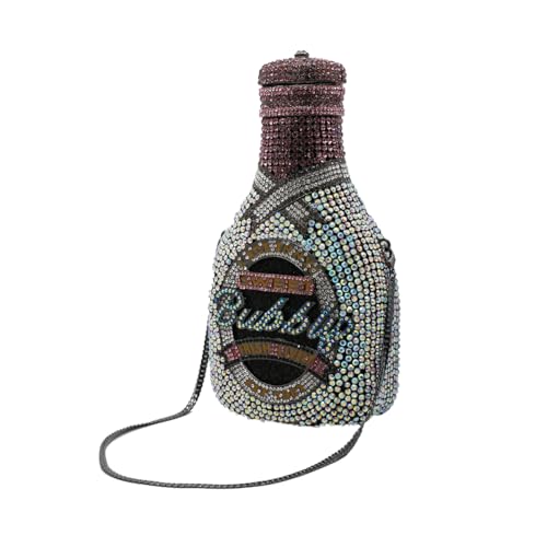 Image of Rhinestone Champagne Bottle Clutch, Luxury Evening Bag for Women