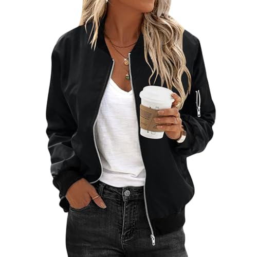 Jackets for Women,Long Sleeve Bomber Jacket Casual Coat Zip Up Outerwear Windbreaker S-XXL