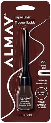 Almay Liquid Eyeliner, Waterproof and Longwearing, Hypoallergenic, Cruelty Free, -Fragrance Free, Ophthalmologist Tested, 222 Brown, 0.08 oz