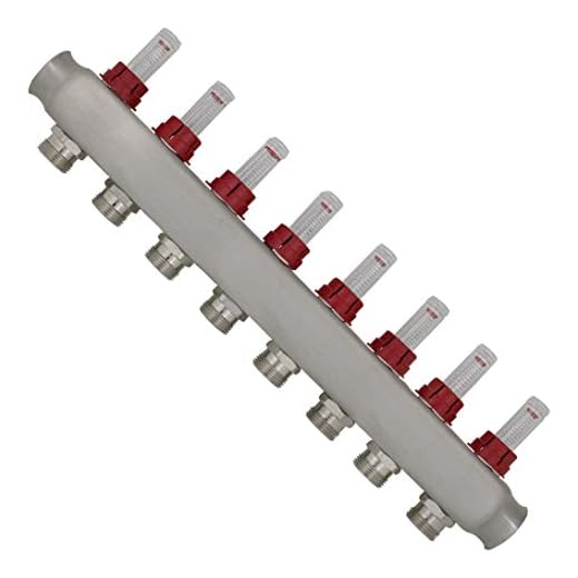 Colector calefaccion 2 3 4 5 6 7 8 9 10 11 12 salidas con caudalimetro suelo radiante piso distribuidor calefacción para tubo multicapa radiadores (8 salidas)