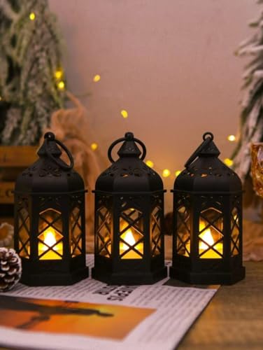 Image of SATYAM KRAFT 2 Pcs Flameless & Smokeless Acrylic Antique LED Hurricane Lantern Lamp Wall Hanging Led Candle Light Holder for Home Decor, Drawing Room, Living Room, Christmas Decor (12.5 x 6.5 cm)