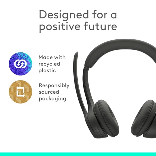 Image of Logitech Zone 301 Wireless Bluetooth Headset with Noise-Canceling Microphone, Compatible with Windows, Mac, Chrome, Linux, iOS, iPadOS, Android - Graphite, Pack of 4
