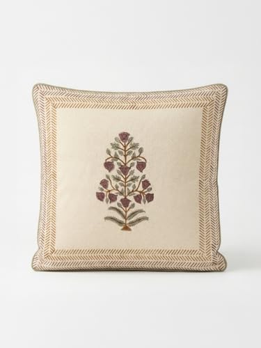 Image of Kusum Hand Block Print Cushion Covers | 100% Cotton Fabric | Decorative Throw Pillow Covers for Sofa, Bed & Living Room | Soft & Durable Jaipuri Cushion Cover | Size - 16 x 16 Inches | Set of 2