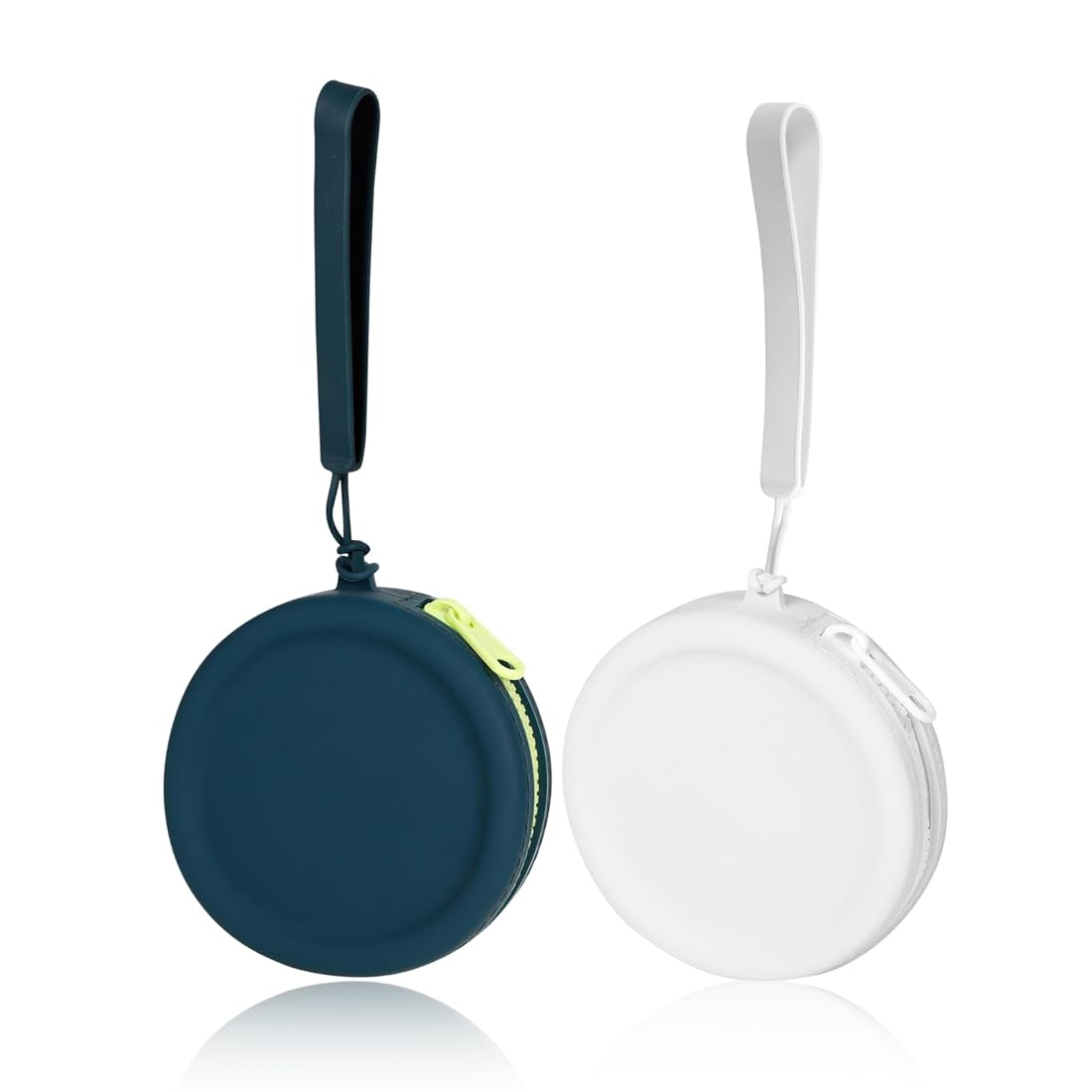 PHCOZY 2 Pcs Bolsa de Silicona para golosinas para Perros Bolsas para Caminar para Mascotas para Perros y Gatos,tamaño de Bolsillo,fácil de Limpiar,diseño de Cremallera(Verde y Blanco)