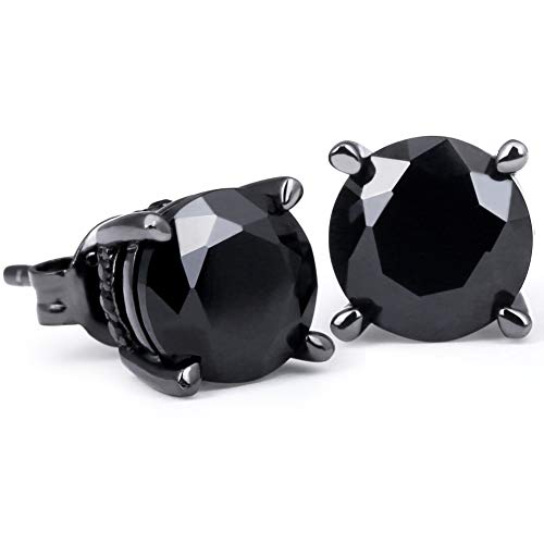 KRKC&CO 925 Sterling Silver Stud Earrings, 14K Gold Iced Out Stud Earrings, Prong