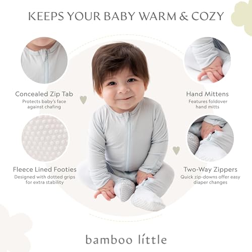 Image of Bamboo Little Soft Baby Footie Pajamas, Baby Clothes, Newborn Sleepers, 95% Viscose and 5% Spandex, 0-24 Months
