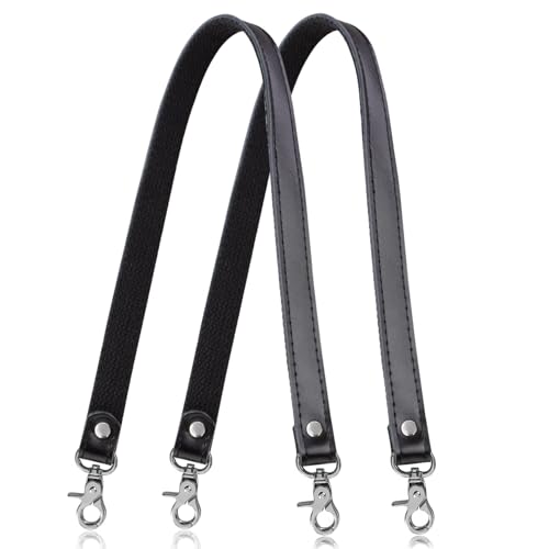 Allzedream Leather Purse Strap 2 Pcs Black Silver Hardware