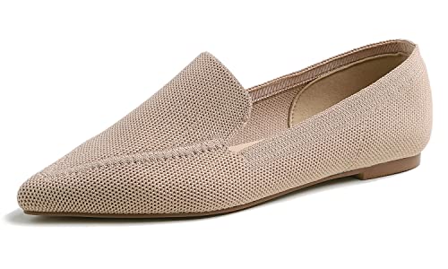 Image of FEVERSOLE Women's Woven Pointy Fashion Cutouts Breathable Knit Flat Shoes