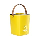 simerlook 真空猫用フードバケツ キャットフード/ドッグフード/ご飯用 ワンタッチ操作 半透明蓋 梅雨対策 電動式 防虫・防湿・酸化防止 鮮度長持ち (13L,イエロー)