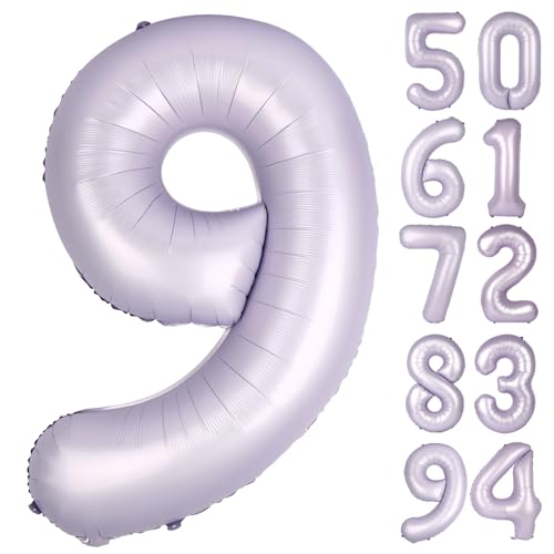 Image of Lilac 9 Balloon, Number Balloons 40 Inch, Lavender 9th Giant Birthday Decorations, 19th 29th Party Decorations Supplies, Number 9 Balloon