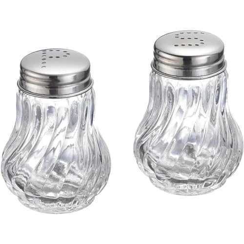 Westmark Salz- und Pfefferstreuer-Set, 2-tlg., Fassungsvermögen: je 50 ml, Glas/Rostfreier Edelstahl, Berlin, Silber/Transparent, 65362270