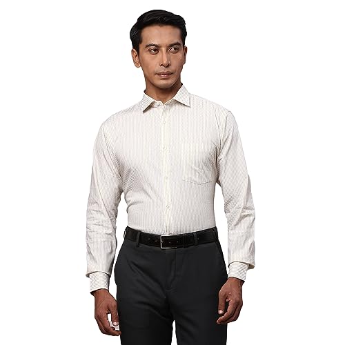 Image of Park Avenue Men's Pure Cotton Stripe Pattern Slim Fit Semi Cutaway Collar Full Sleeve Formal Shirt