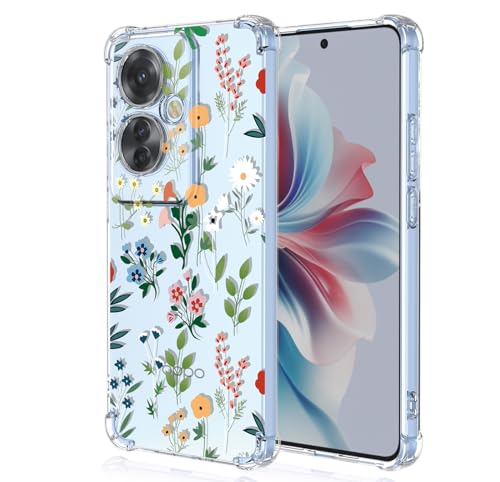 Cover Trasparente per OPPO Reno11 F 5G Reno11F 5G - Custodia Protettiva Sottile Morbido Antiurto con Carino Motivo Disegno Cool Flower Art tpu