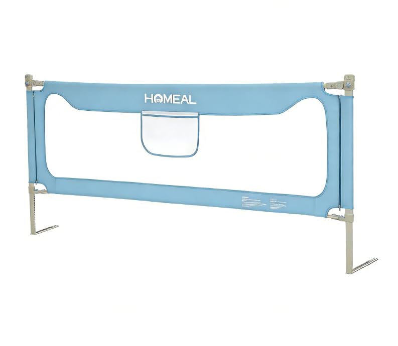 HOMEAL Bed Rail for Toddlers - 59'x24' Extra Long Foldable Toddler Bed Rails for King, Queen, Twin, Full, Double Bed - Breathable Guard Rail for Toddlers with U-Shape Base, Grey