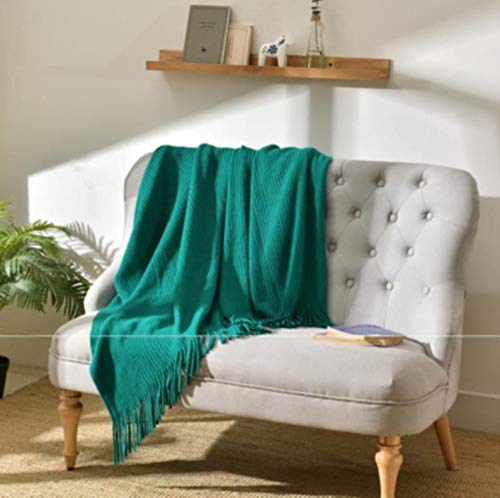 Châle tricoté en laine vert 125x170cm pour femme et homme