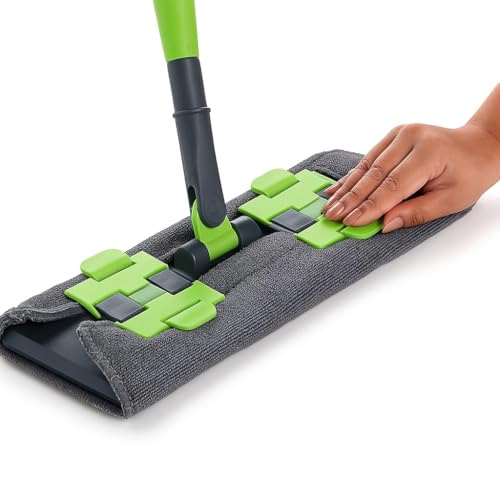 360° Flat Floor Mop with Microfiber Pad & Adjustable Steel Handle