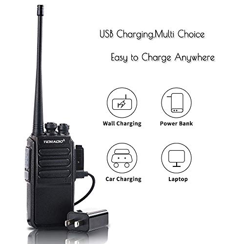 TIDRADIO TD-777 Two Way Radio Rechargeable Long Range 2Way Radios UHF Radio VOX 2 Way Radios Walkie Talkies for Adults with Secret Service Earpiece 10 Pack