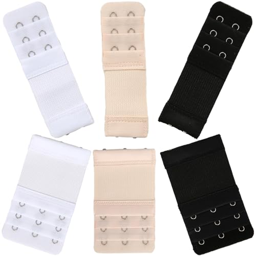 Bra Strap Extenders, Women Elastic Extensions Bra Extender Set, 6 Piece,Skin,White,Black