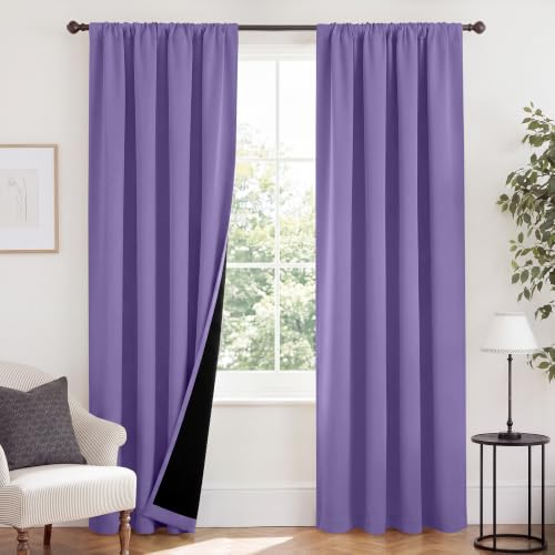 NICETOWN Lilac Purple Blackout Curtains 52 x 84 inches Long for Bedroom