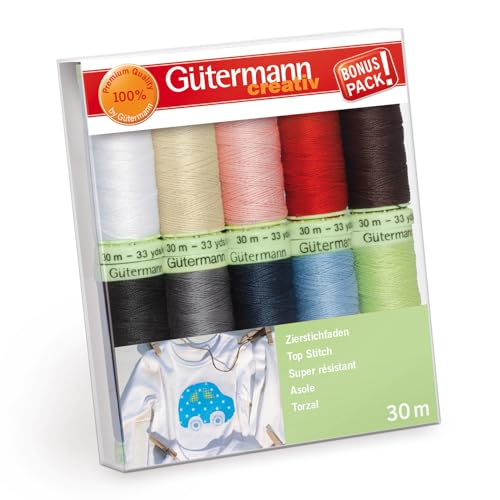 Gutermann 731154-1 Thread Set Top Stitch 30m x 10 reels,...