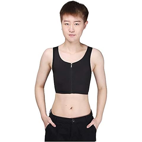 BaronHong Breathable Middle Zipper Half Length Chest Binder Tomoy Trans Leabian(Black,M) Cover