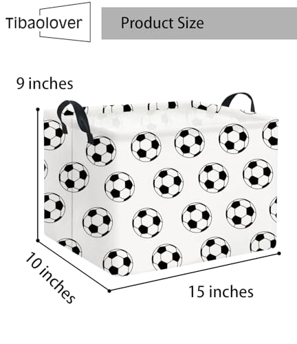 Image of Rectangular Soccer Basket Kids Baby Storage Basket Cute Kids Toy Storage Bin Organizer Shelf Book Room Decor(Soccers)